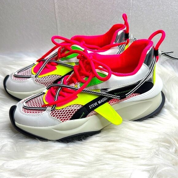 Steve Madden Bonanza Neon Multi Color Sneaker 8 - Picture 1 of 9